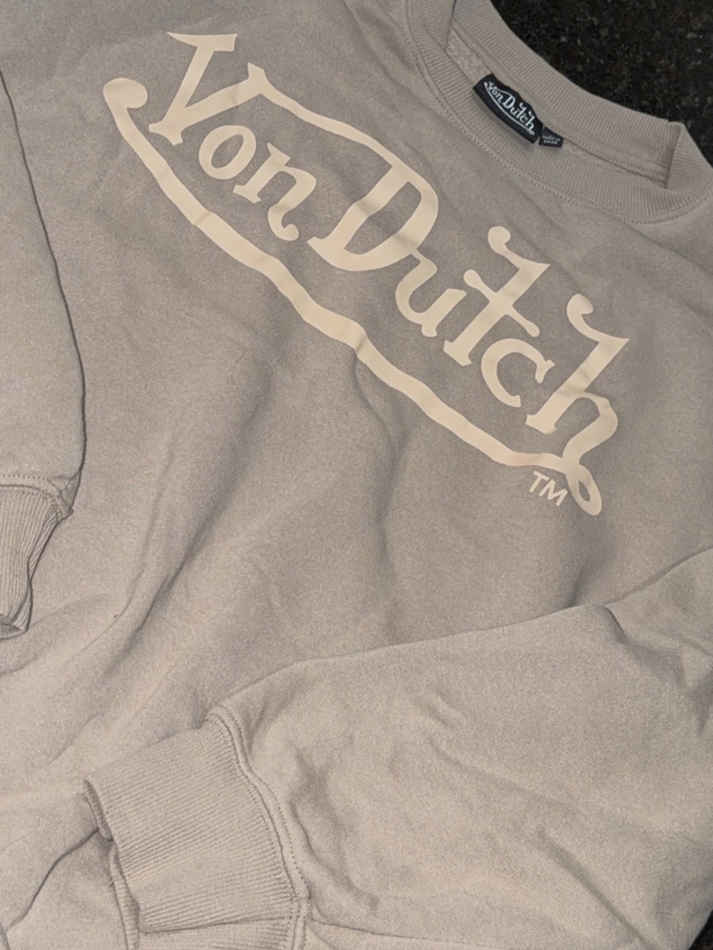 Von Dutch Neutral Taupe Logo Sweatshirt